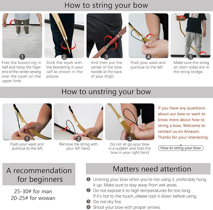 PMZ Archery Recurve Bow Set, 54" High-Performance Horse Bow for Hunting, Right Left Hand Traditional Turkish Bow for Youth Adults Beginners to Advanced Outdoor Practice & Hunting, 20-50 lbs