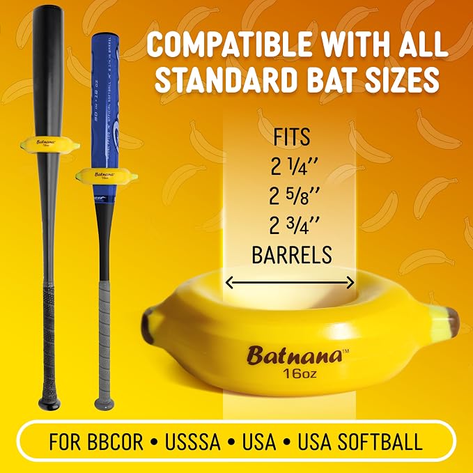GoSports Original Batnana Baseball and Softball Bat Weight – 16 oz Baseball Drip Bat Donut for Youth and Adult