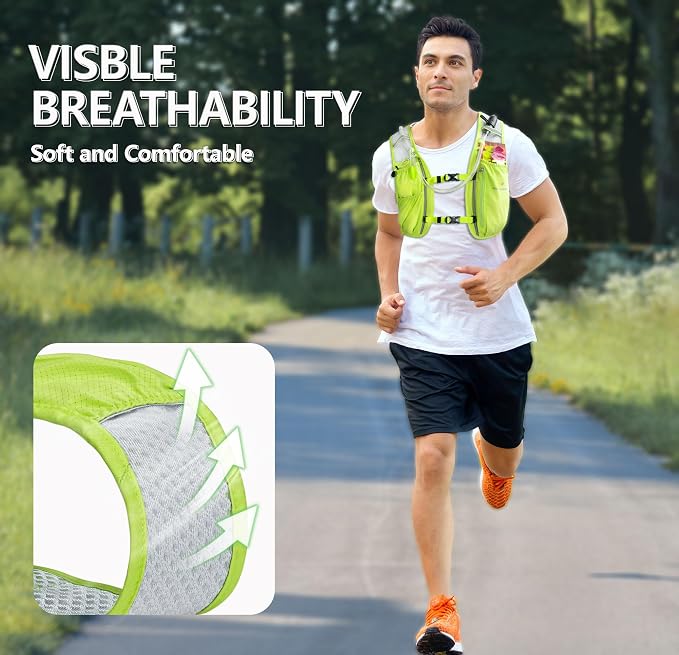 N NEVO RHINO Running Vest, Hydration Vest Pack, Lightweight Hydration Backpack with 1.5L Water Bladder for Hiking, Trail,Cycling,Bike,Marathons for Women Men