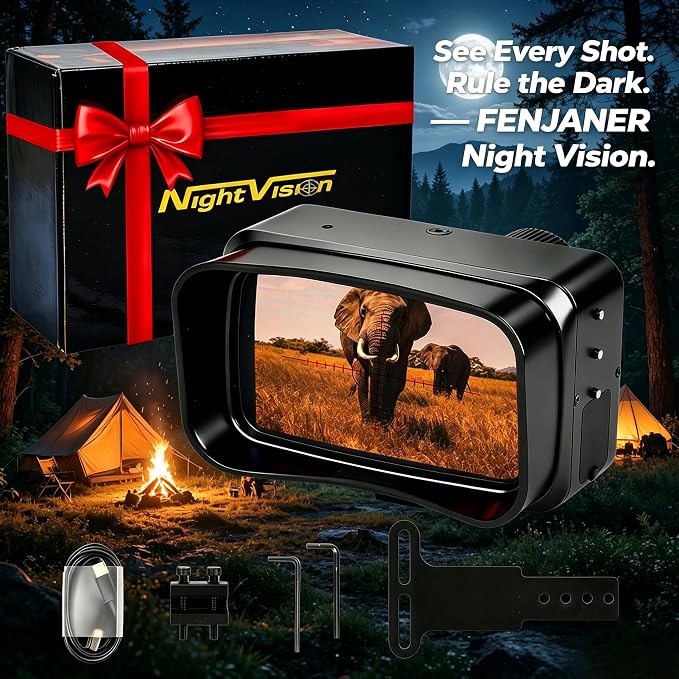 Archery Night Vision Bow Sight - 4K Night Vision Digital Crosshair Monocular Scope with Rechargeable Battery for Compound Bow Crossbow 5X Digital Zoom, Adaptable Right or Left Handed Mount