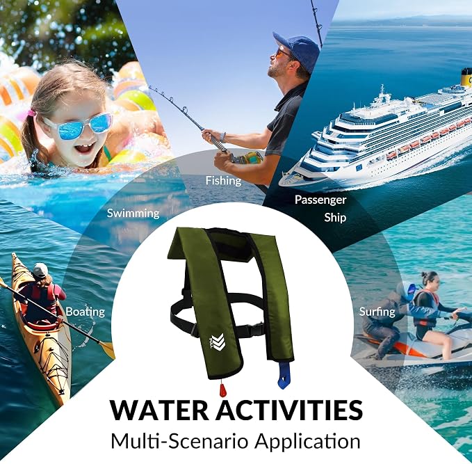 Automatic Inflatable Life Jackets for Adults Life Vests PFD Low Profile Load Capacity Up to 330lbs