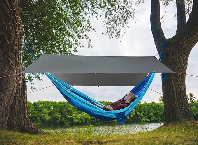 Unigear Hammock Rain Fly, 16.5/14.4/13.1/9.8ft Camping Tarp, UV Protection & Waterproof & Lightweight for Camping, Backpacking and Outdoor Adventure (Gray, 9.8 * 9.8ft)
