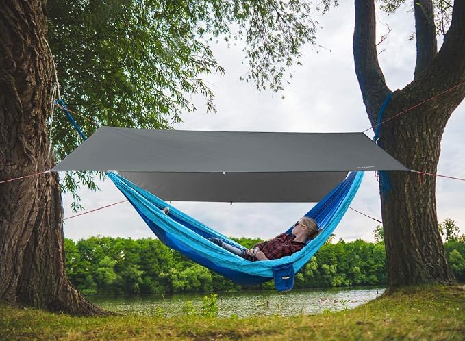 Unigear Hammock Rain Fly, 16.5/14.4/13.1/9.8ft Camping Tarp, UV Protection & Waterproof & Lightweight for Camping, Backpacking and Outdoor Adventure (Gray, 9.8 * 13.1ft)