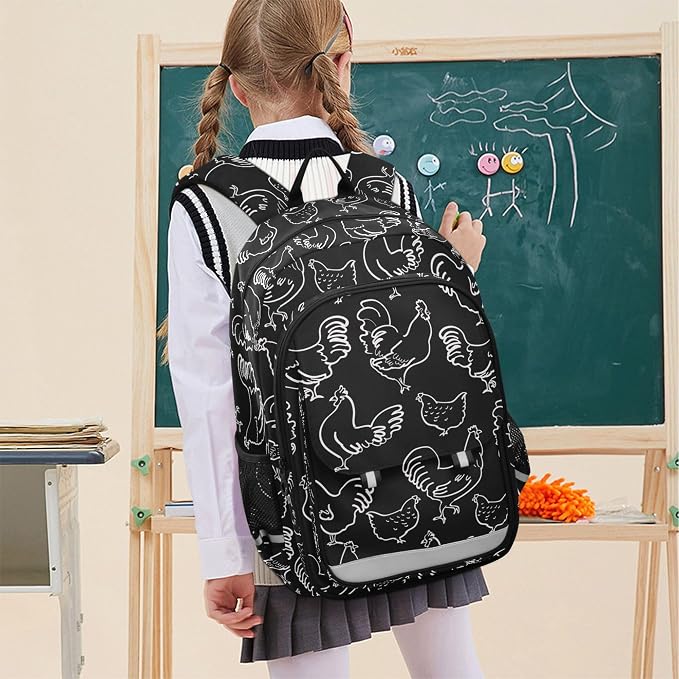 Fisyme Chicken Rooster School Backpack Laptop Backpack Bags Bookbag Travel Casual Computer Notebooks Daypack