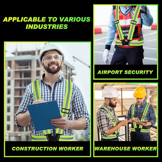 Hercicy 20 Pcs Reflective Vest High Visibility Safety Vests, Adjustable Running Gear Straps Lightweight Reflector for Construction (Yellow)