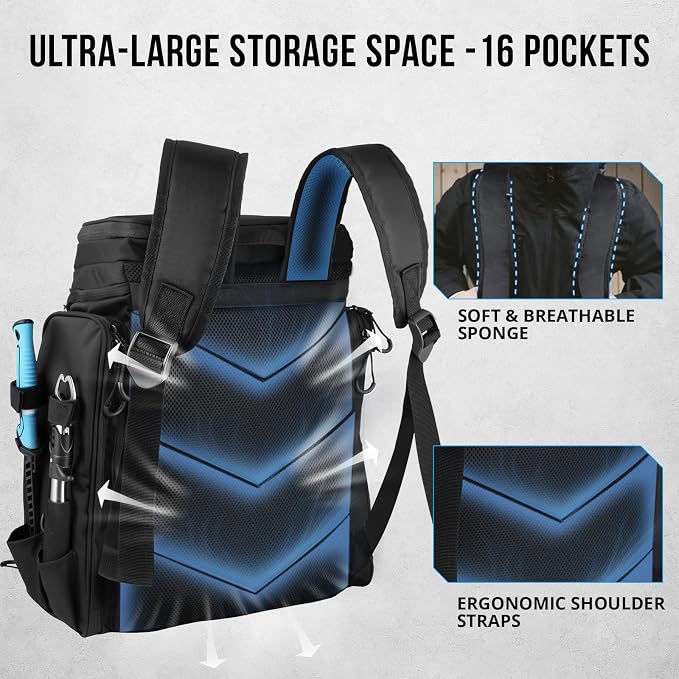PLUSINNO Fishing Tackle Backpack with Rod Holders,42L Water-resistant Fishing Bag Store Fishing Gear,Fish Gifts For Men.