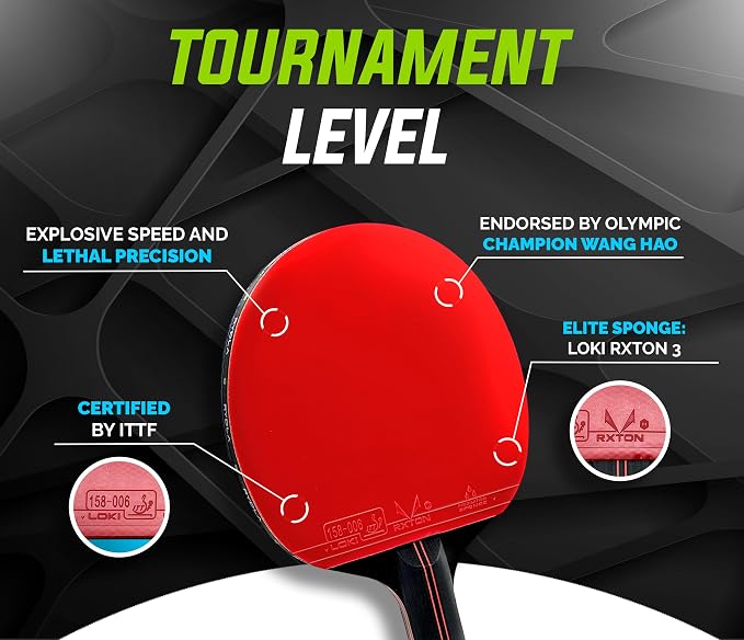 Professional Ping Pong Paddle – A Table Tennis Racket to Take Your Skill to the Next Level with Carbon Fiber Technology & Ergonomic Design – Premium Rubber & Sponge for Powerfull Speed & Spin.