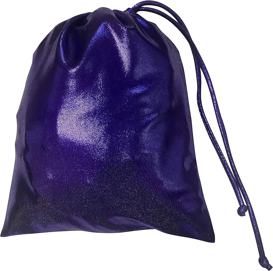 LIL'FOX 8"x10" Drawstring Gymnastics SMALL GRIP BAG 26x20cm - Lightweight Bag for Personal Equipment - Shiny Foil Rhinestones