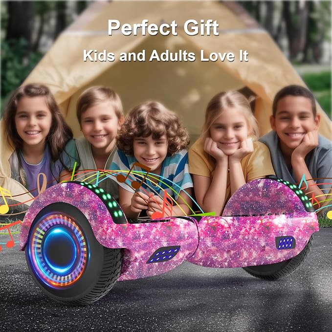 Kids Scooter with Bluetooth Speaker & Corlorful LED Lights, Dual 250W Motor 7.5 Mph Speed, Gifts for All Ages
