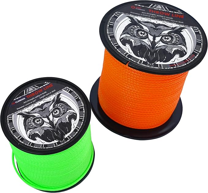 GM CLIMBING Throw Line 2.2mm 180Ft Roll Orange UHMWPE Cord 1000LBS High Strength for Tree Climbing Arborist Outdoor Utility Cord