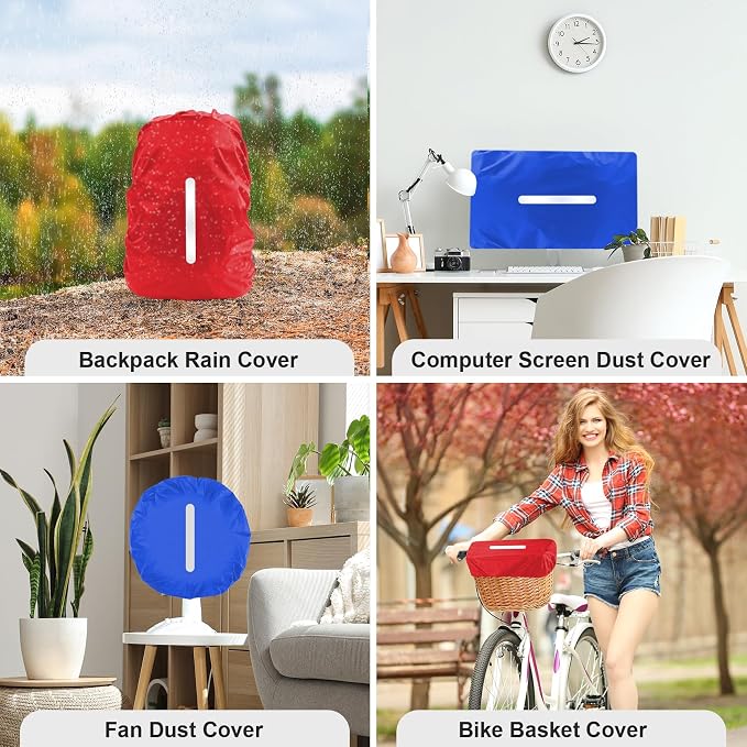 LAMA 2 Pack Waterproof Rain Cover for Backpack, Reflective Rucksack Rain Cover for Anti-Dust/Anti-Theft/Bicycling/Hiking/Camping/Traveling,M Size (for 30L-40L Backpack), 1 Pcs Dark Blue + 1 Pcs Red