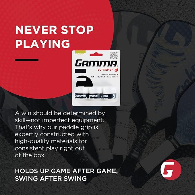 Gamma Sports Supreme Overgrip for Tennis, Pickleball, Squash, Badminton, and Racquetball Racquets, Multiple Pack Sizes and Colors
