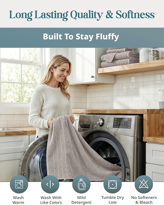 Casa Platino Bath Sheets 4 Pack (36"x 72"), 100% Ring Spun Cotton Bathroom Towels, Soft Absorbent Bath Sheet Sets, Quick Drying Towels - Platinum