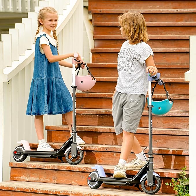 ECOROAD EK6 Kids Electric Scooter for 6-12, 3/6/10mph Speeds for Ultimate Comfort & Adjustable Height, 150W & Dual Brake Safety Electric Scooter, for Outdoor Play, Park Rides (Rider:3.9-5.2 FT)