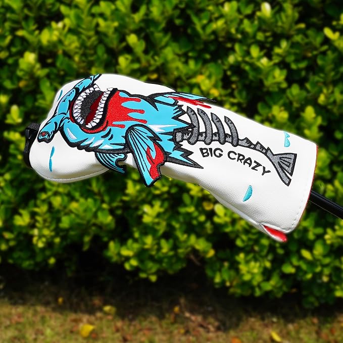 Big Crazy Golf Head Covers, Golf Club Covers Funny, Driver Headcovers, Golf Club Covers, Fairway Woods Head Covers, Hybrids Headcover, Putter Cover with Soft Lining for Golf Gift Hammerhead Sharks