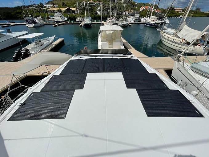 Lensunsolar 150W 12V ETFE Black Flexible Solar Panel, 43.3x28in, PERC 9BB 23.5%+ Efficiency Mono Solar Cells, for Campers, RVs, Boats,Camping, Tent