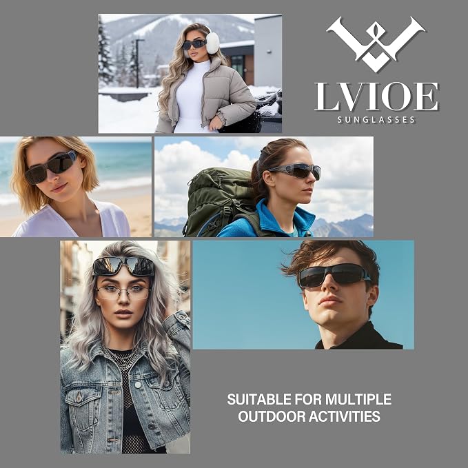 LVIOE Over Glasses Sunglasses Wrap Around Polarized Sunglasses for Men Women Fit Over Prescription Glasses with UV Protection