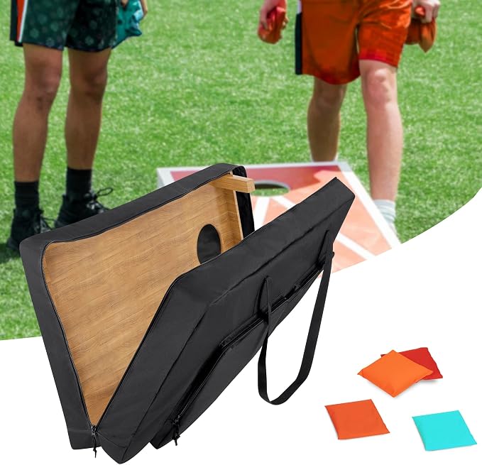 DSLEAF Cornhole Carrying Case for 4' x 2' Regulation Size, Heavy-Duty 600D Cornhole Boards Bag with Padded Shoulder Strap and Double Slide Zipper, Only Bag