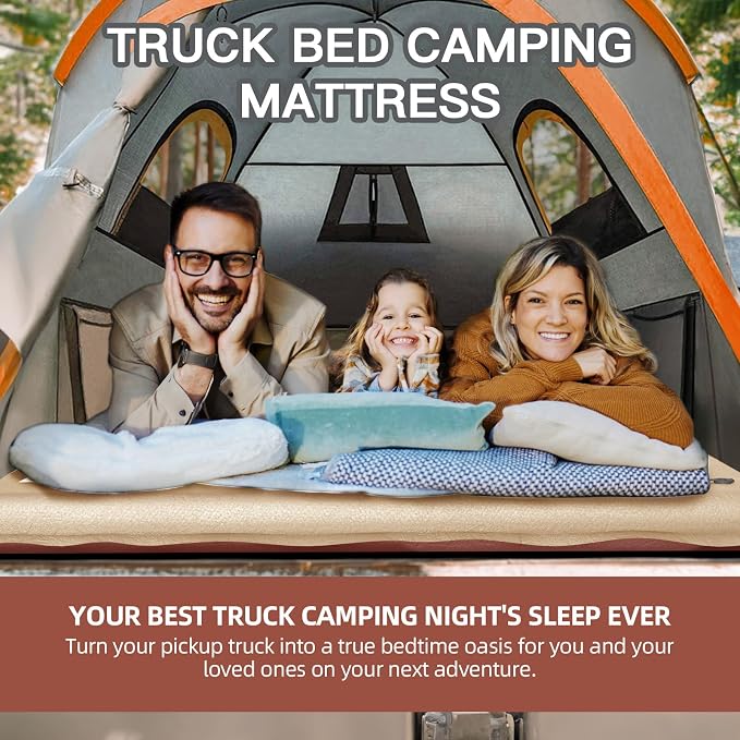 Truck Bed Mattress for 6-6.5Ft, Self-Inflating Mat Full-Size Short Trucks Bed for Outdoor Camping, Pickup Tent Accessories 12V Air Pump, Carry Bag, for Silverado, RAM, F Series, Sierra, Titan