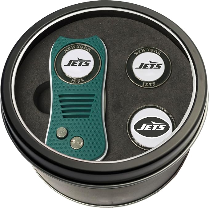 Team Golf NFL Gift Set Retractable Divot Tool with 3 Double-Sided Magnetic Ball Markers, Patented Single Prong Design, Causes Less Damage to Greens, Retractable Mechanism