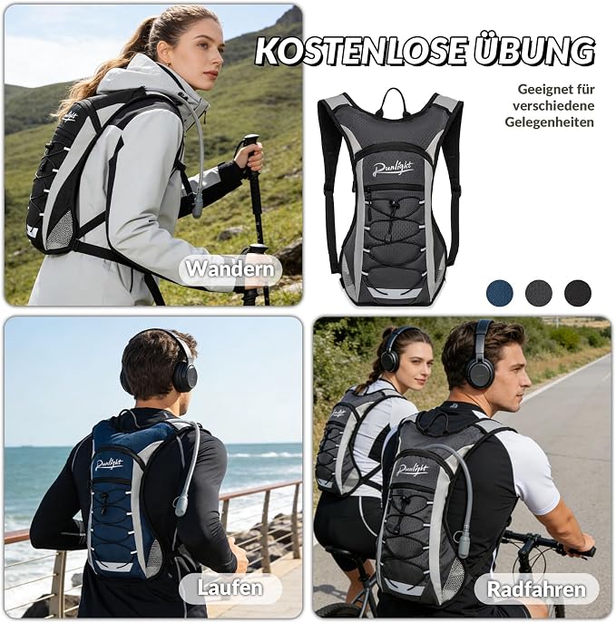 Runlight Lightweight Hydration Backpack,Running Vest for Women Men with 1.5L Water Bladder, Hydro Water Daypack for Running,Hiking,Cycling,Climbing,Biking