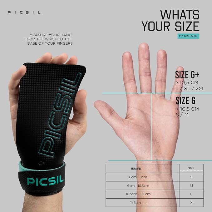 PICSIL | Falcon Grips | Grip All Surfaces and Bar Types | Use with Magnesium | Carbon Fibre Material | for Crosstrainig, WOD, Gym & Calisthenics |