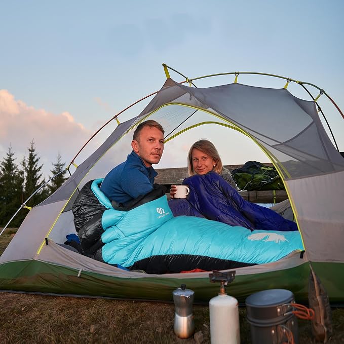32/15 Degree F Down Sleeping Bag, 550/650 Down Fill Power Cold-Weather Mummy Sleeping Bag for Adults, Ultralight 4 Season Camping, Hiking, Backpacking