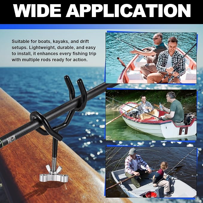 8PCS Fishing Rod Holders for Boat, Sure Grip Steel 20 Degree Angle Rod Holder with Mounting Base, Fishing Rod Holder for Boat, Ship, Yacht and More for Fishing Lovers, Boat Rod Holder