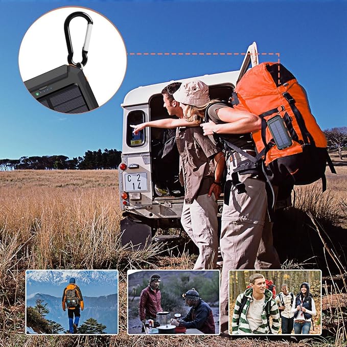 YELOMIN 38800mAh Solar Power Bank, Portable Charger USB-C Fast Charging Compatible with iPhone Samsung, Dual LED Flashlight Battery Pack, 3 Output Backup Charger for Camping Hiking Outdoor Emergency