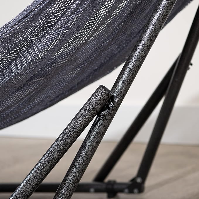 Best Home Fashion Portable Hammock with Collapsible Steel Stand, 450 lbs Capacity, No Tools Assembly, Carrying Bag Included, Perfect for Indoor Outdoor Backyard Patio Camping Beach, Grey