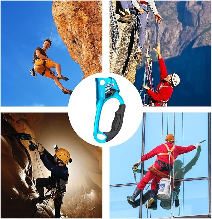 UIAA & CE Certified Climbing Rappelling Equip Hand Ascender Left Right Hand for 8-13mm Rope 4kN