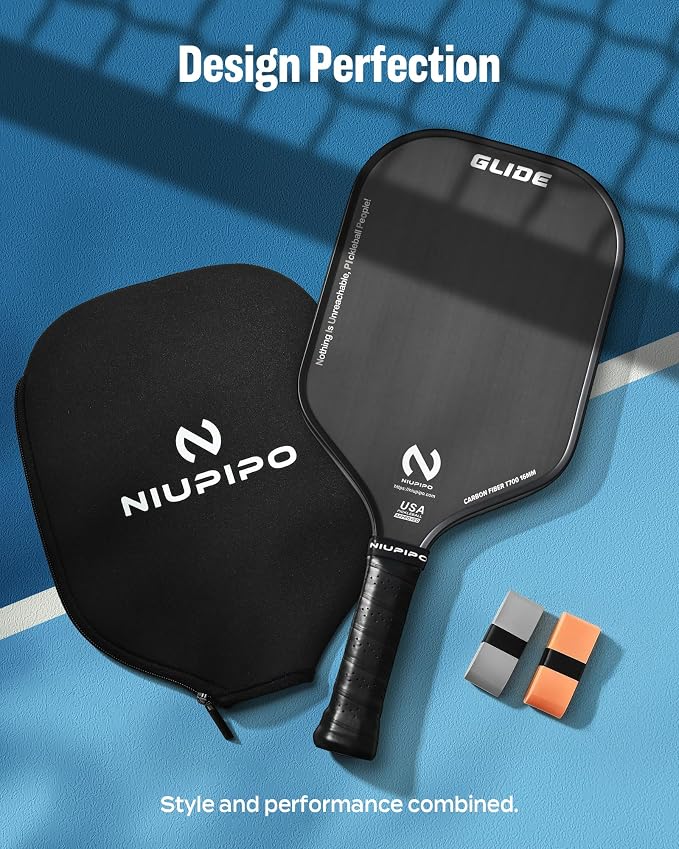 niupipo Pickleball Paddles Set of 2/4/1, USAPA Approved Carbon Fiber & Fiberglass Hybrid, Easy Power, Polypropylene Honeycomb Core, Cushioned 4.72" Grip, Bag/Cover, Pickleball Paddle Set for Men Women