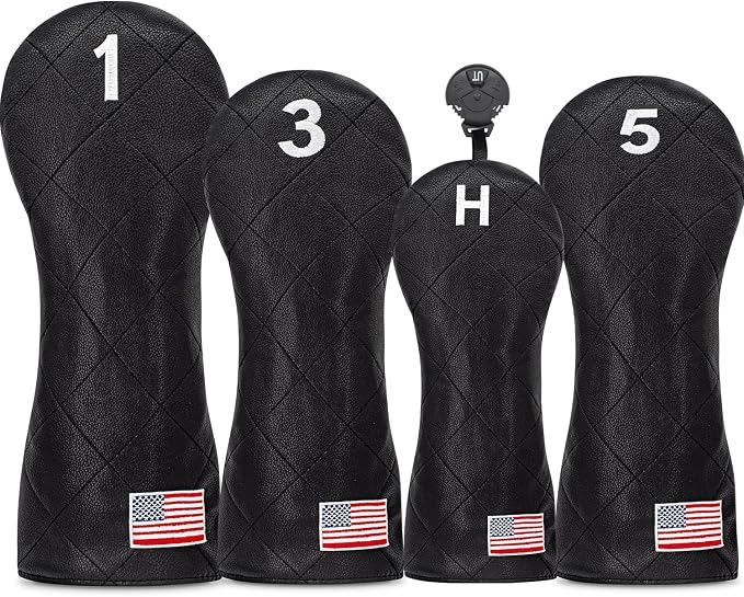 Golf Club Covers for Driver, Fairway, Hybrids - 3 Options - Golf Driver Headcover/Golf Fairway Wood Head Cover/Hybrid Headcover for Men/Women Golfer