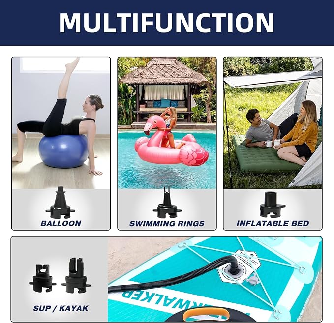 THURSO SURF 20PSI Rechargeable SUP Air Pump Digital Electric Paddle Board Pump 144W 4000mah Dual Stage Auto-Off Portable Inflation Deflation 12V DC Car Connector Battery Air Pump for Kayaks Boats