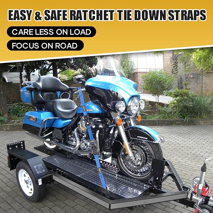 Ayaport Ratchet Straps Tie Downs, 1" x 10' Heavy Duty Ratchet Tie Down Straps, 1860lbs Break Strength, Larger Open S Hook W Safety Clip, Ratchet Strap for Motorcycle, Cargo, Truck Bed, Moving