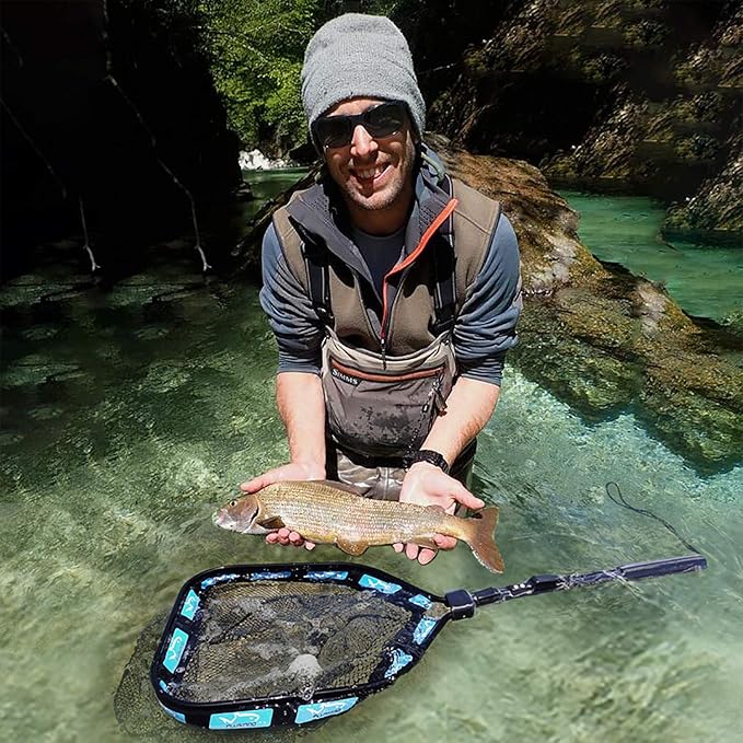 PLUSINNO Fishing Line Spooler,with Floating Fishing Net for Steelhead, Salmon, Fly, Kayak, Catfish, Bass, Trout Fishing