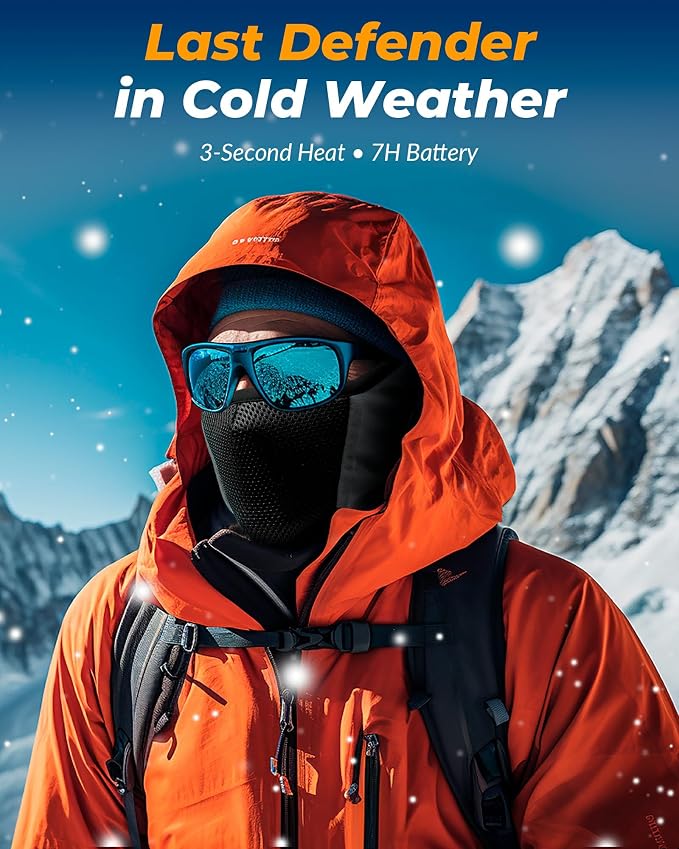 Graphene Heated Balaclava Neck Gaiter Gifts for Men Women Warm Cold Winter Gift for Ski Snowboard Motorcycle
