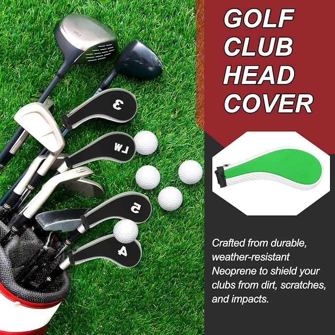 PATIKIL Golf Club Head Cover, Number Golf Club Irons Covers Neoprene Driver Headcover Golf Lovers Gifts