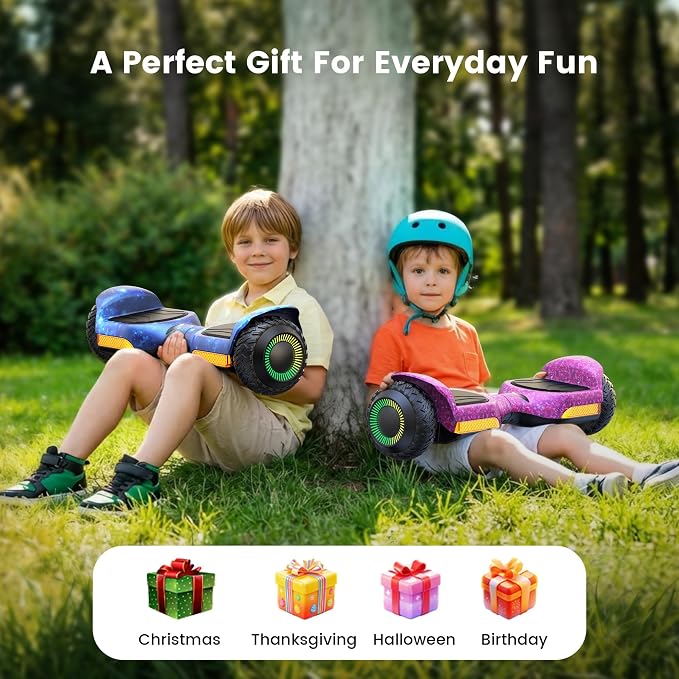 Gyroor Self Balancing Scooter New G13 All Terrain Balancing Scooter with LED Lights, Self Balancing Off Road with Bluetooth for Kids ages 6-12 and Adults-Galaxy Blue