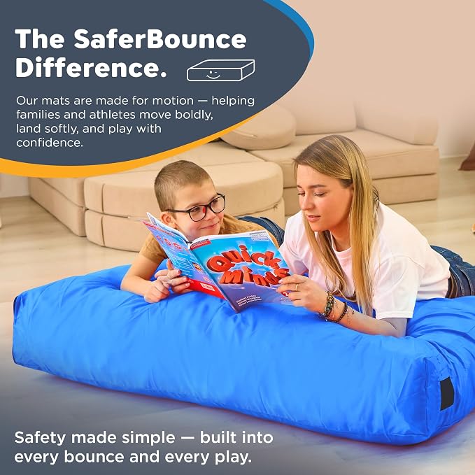 SaferBounce Crash Pad for Kids Sensory | Big 5Ft x 5Ft, 3Ft x 4Ft Or 3Ft x 3Ft | Autism Sensory Crash Mat for Jumping Play | Crashpad | Soft Foam Landing Pad | Giant Mat Pillow | Climbing, Gymnastics