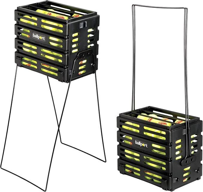 Tourna Ballport Tennis Ball Hopper Holds 80 Balls Durable and Lightweight