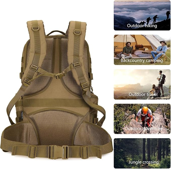 50L Military Tactical Backpack 3 Day Assault Pack Molle Daypack Hiking Backpack for Men and Women