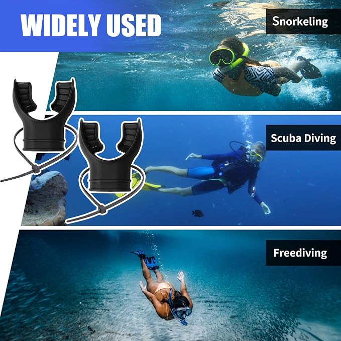 Scuba Diving Mouthpiece, Silicone Snorkel Mouthpiece Regulator Replacement with Regulator Tie Fits Most Standard Regulators Scuba Diving Accessories, Orange/Black/Yellow/Green