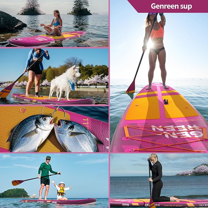 Paddle Board Stand up Paddle Board (Extra Large 11'*33/34") Newly Improved 2 Side Layers 450LBS Quality Inspection×5 (All-Season for JP customers) paddleboards Fishing Family Pet Friendly