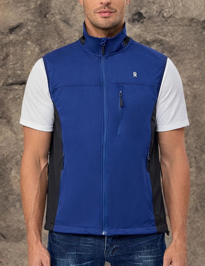 Little Donkey Andy Men's Lightweight Softshell Vest, Windproof Sleeveless Jacket for Running, Hiking, Cycling, Golf