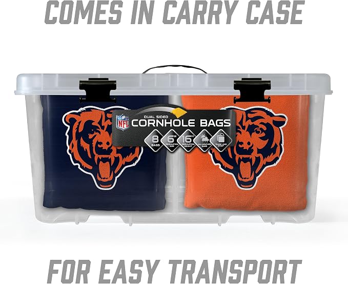 YouTheFan Officially-licensed NFL Set of 8 Cornhole Bags - All Weather Dual Sided Slide & Stop - regulation size