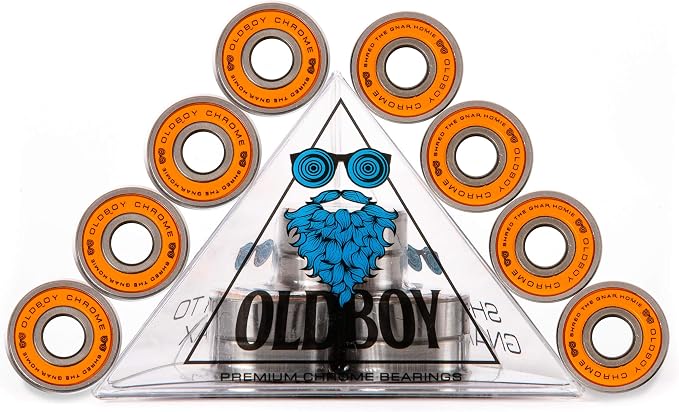Oldboy Premium Skateboard Bearings, Set of 8 Bearings for Skateboards, Longboards, Inline Skates, Rollerblades, Super Lube Ball Bearings, Skateboard Accessories