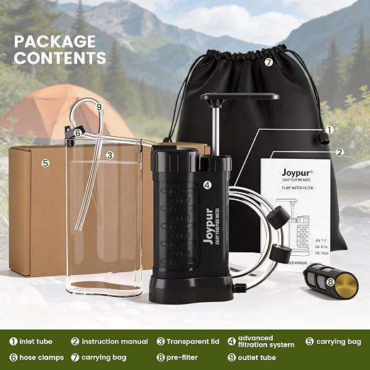Camping Water Filter Pump Water Filtration System Survival,Portable Water Pump with Filter,Water Purifier Pump
