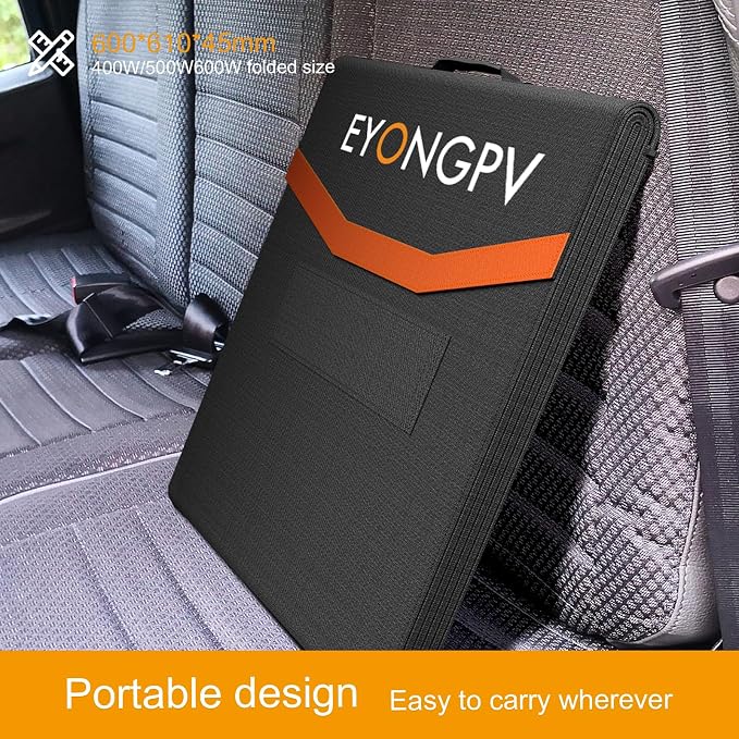 EYONGPV 600W Portable Solar Panel, 26% HPBC Cells, Foldable Solar Charger, 15ft (4.5m) Cable, 30A Anderson Output, IP65 Waterproof for RV Camping, for EcoFlow, Anker, Jackery, Bluetti Power Station