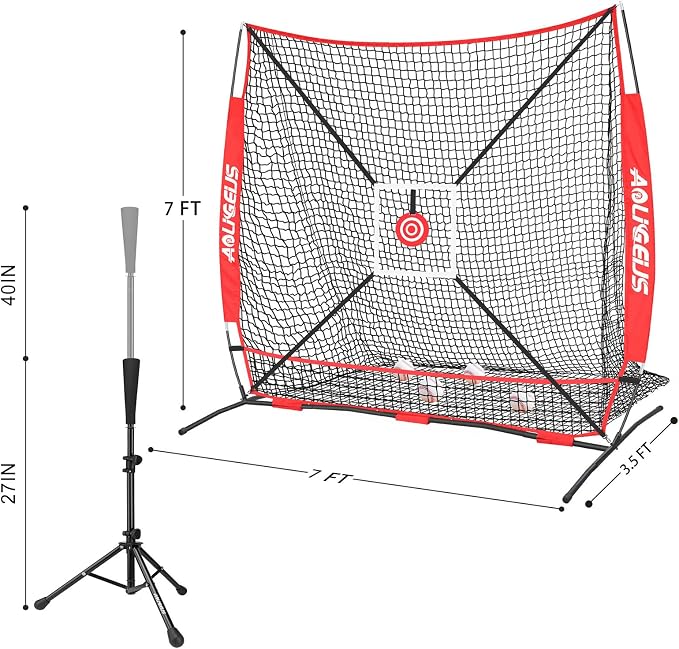6'X6' Baseball Softball Practice Net,Pitching Net,Batting Net,with Bonus Strike Zone,Target and Bow Frame,for Hitting,Pitching,Catching